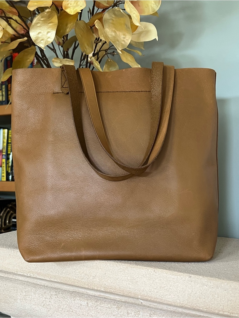 Madewell Medium Transport Tote English Saddle Leather Crossbody Bag